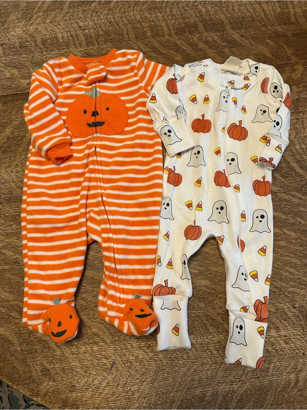 Monica & Andy and Carter’s Halloween Pumpkin & Ghost One-Piece Sleepers
